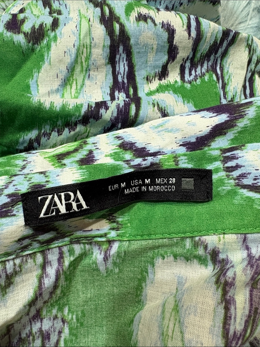 Zara Green White Paisley Mini Dress - Picture 3 of 9
